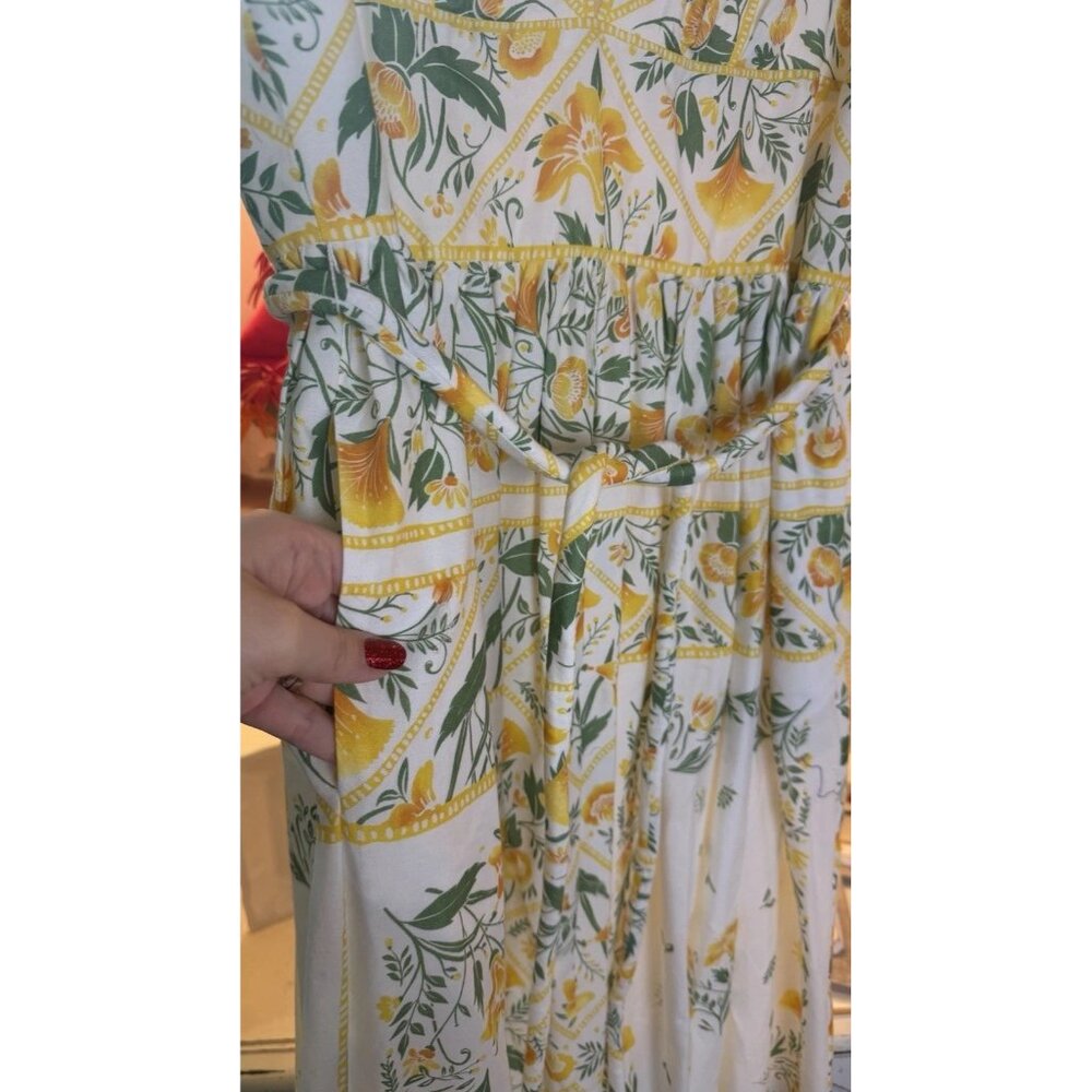 Antonio Melani X Style By Simkins Size 10 Hannah Green Yellow Floral Maxi Dress - Picture 12 of 16